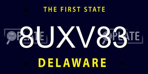 8UXV83 Delaware License Plate