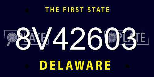 8V42603 Delaware License Plate
