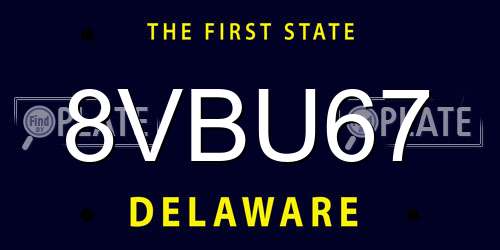 8VBU67 Delaware License Plate