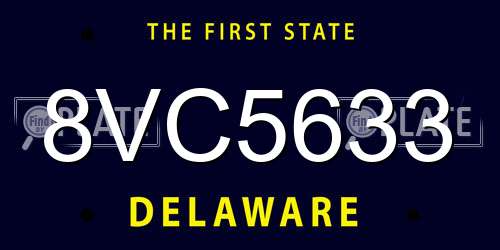 8VC5633 Delaware License Plate
