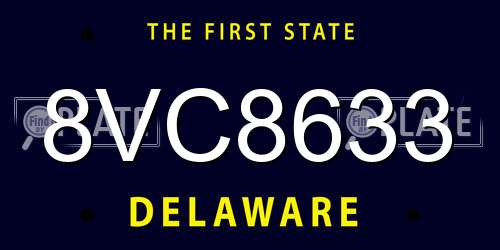 8VC8633 Delaware License Plate