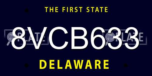 8VCB633 Delaware License Plate