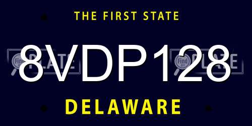 8VDP128 Delaware License Plate