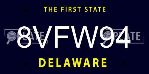 8VFW94 Delaware License Plate