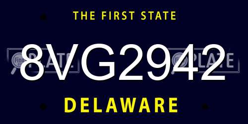 8VG2942 Delaware License Plate