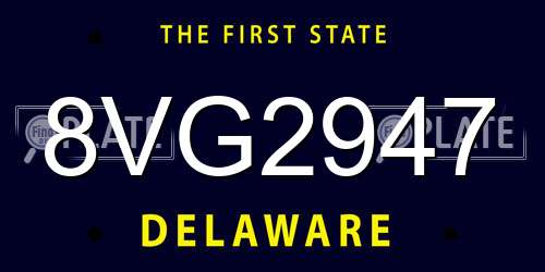 8VG2947 Delaware License Plate
