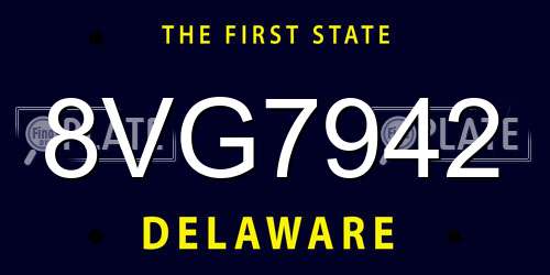 8VG7942 Delaware License Plate