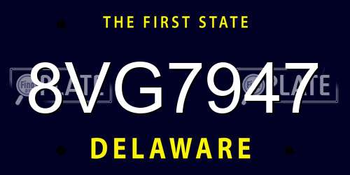 8VG7947 Delaware License Plate