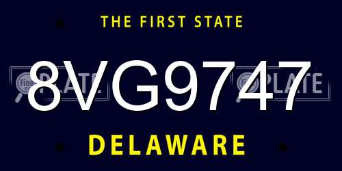 8VG9747 Delaware License Plate