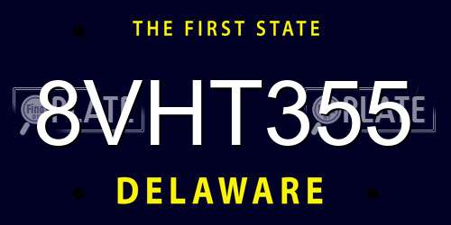 8VHT355 Delaware License Plate