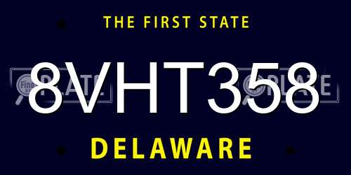 8VHT358 Delaware License Plate