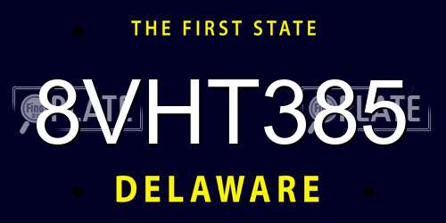 8VHT385 Delaware License Plate