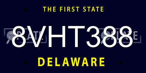 8VHT388 Delaware License Plate
