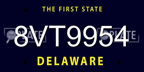 8VT9954 Delaware License Plate