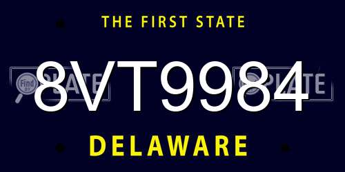 8VT9984 Delaware License Plate