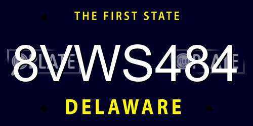 8VWS484 Delaware License Plate