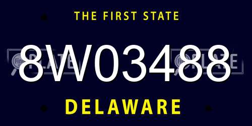 8W03488 Delaware License Plate