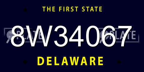 8W34067 Delaware License Plate
