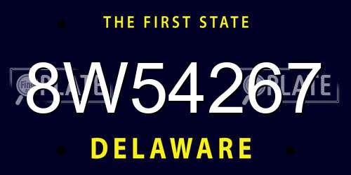 8W54267 Delaware License Plate