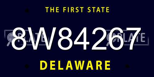 8W84267 Delaware License Plate