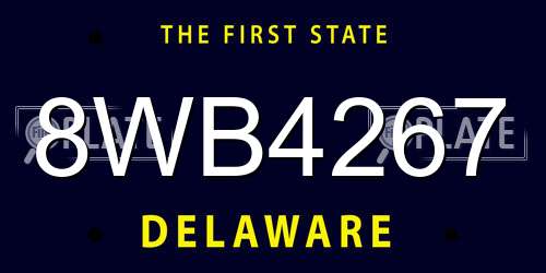 8WB4267 Delaware License Plate
