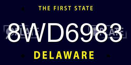 8WD6983 Delaware License Plate
