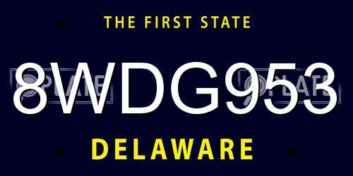 8WDG953 Delaware License Plate