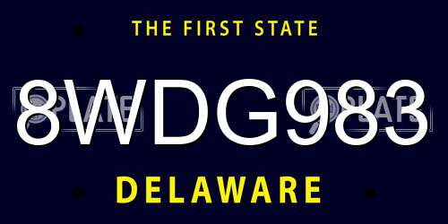 8WDG983 Delaware License Plate