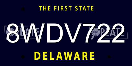 8WDV722 Delaware License Plate
