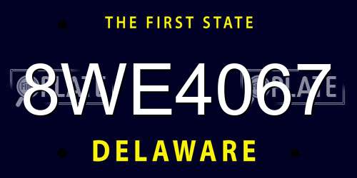 8WE4067 Delaware License Plate