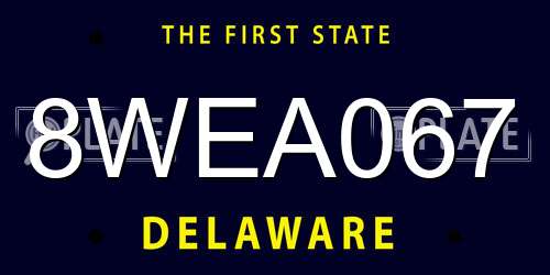 8WEA067 Delaware License Plate