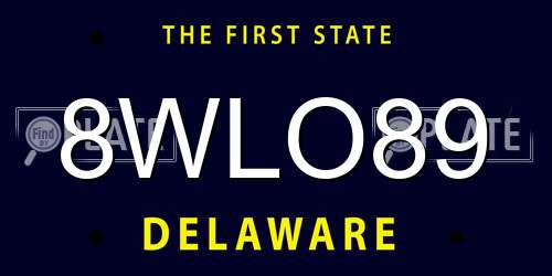 8WLO89 Delaware License Plate