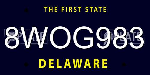 8WOG983 Delaware License Plate