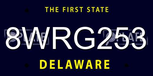 8WRG253 Delaware License Plate