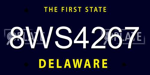 8WS4267 Delaware License Plate