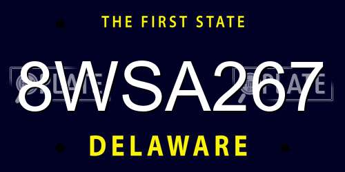 8WSA267 Delaware License Plate