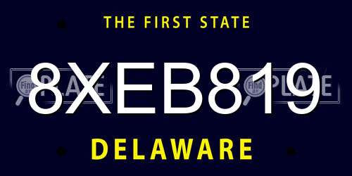 8XEB819 Delaware License Plate