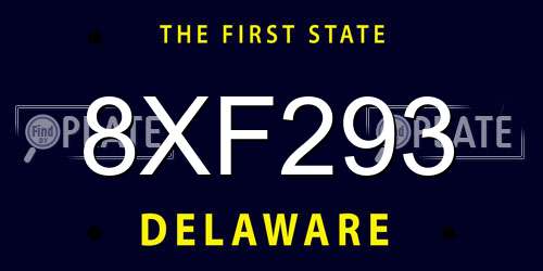 8XF293 Delaware License Plate