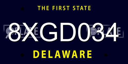 8XGD034 Delaware License Plate