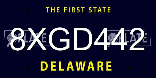 8XGD442 Delaware License Plate