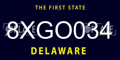 8XGO034 Delaware License Plate