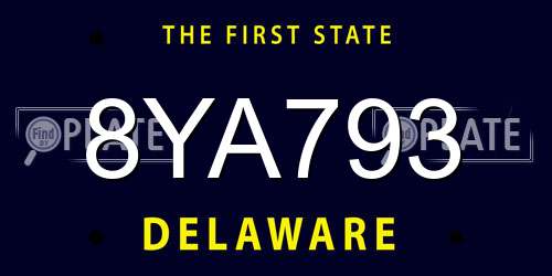 8YA793 Delaware License Plate