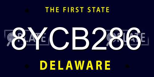 8YCB286 Delaware License Plate