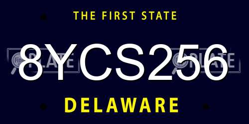 8YCS256 Delaware License Plate
