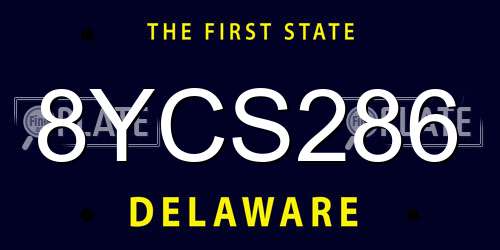8YCS286 Delaware License Plate