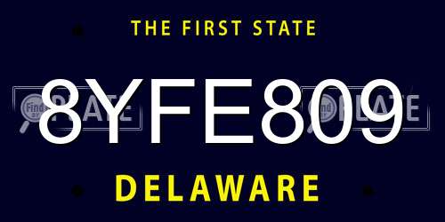 8YFE809 Delaware License Plate