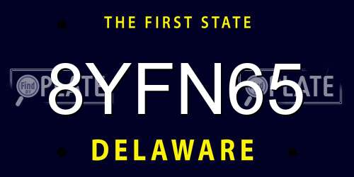 8YFN65 Delaware License Plate