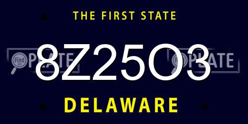 8Z25O3 Delaware License Plate