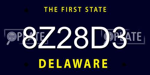 8Z28D3 Delaware License Plate