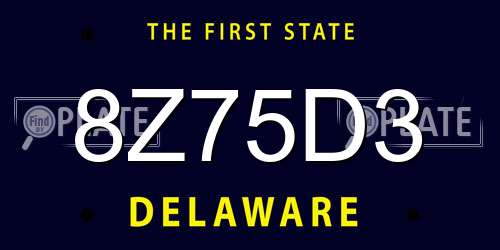 8Z75D3 Delaware License Plate